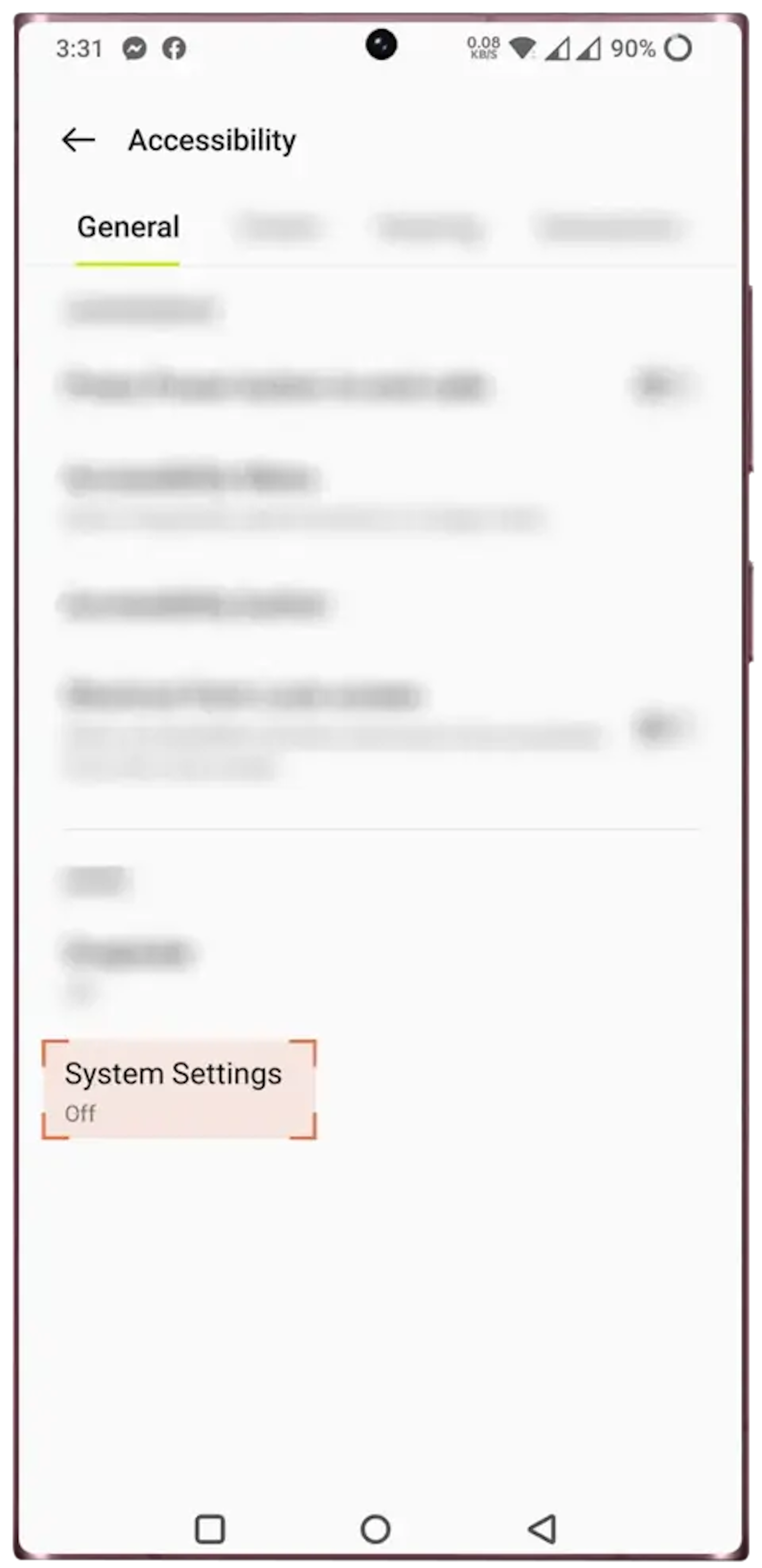 Turn "on" Accessibility for System settings.